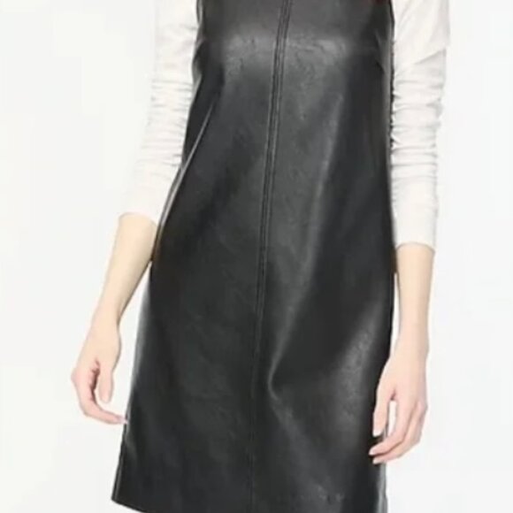 NWT J.Crew Black Faux Leather Shift Dress – Size 10 - Picture 5 of 5